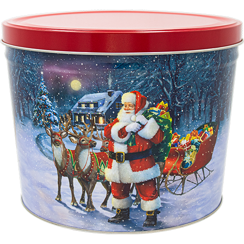 Santa's Reindeer HOliday Popcorn Tin
