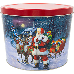 Santa's Reindeer HOliday Popcorn Tin
