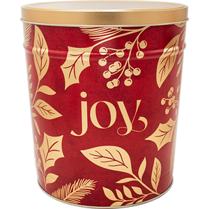 3.5 Gal JOY popcorn tin Red & Gold
