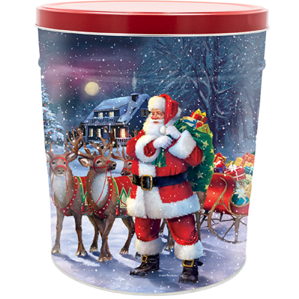 Santa's Reindeer Christmas Popcorn Tin