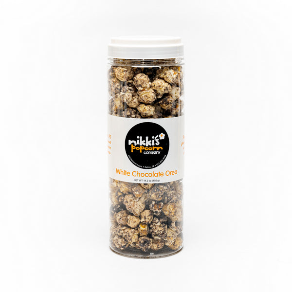 White CHocolate Oreo Popcorn Gift Jar