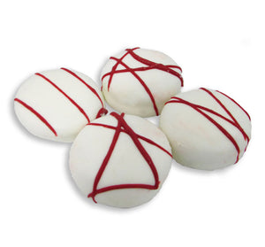 Red Striped White Sandwich Oreo Like Cookies