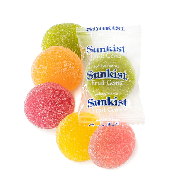 Pack of Sunkist Fruit Gems gummy candies on a white background