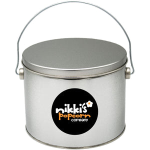 Half Gallon Silver Gourmet Popcorn Tin Dallas