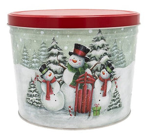 Snowman Family Christmas Popcorn Tin