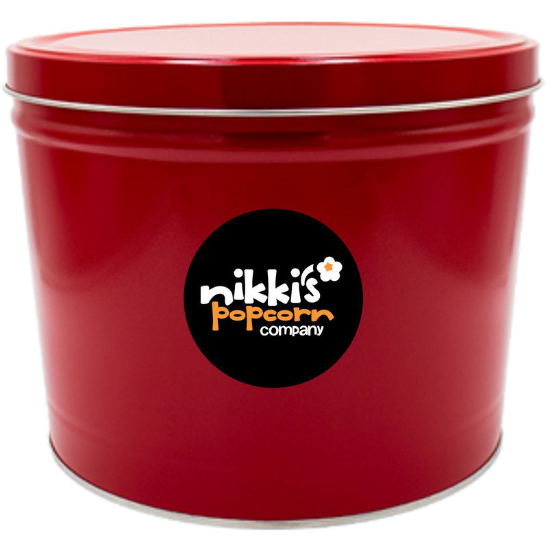 2 Gal Red Gourmet Popcorn Tin