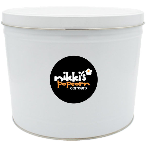 2 Gal Custom Poporn Tin White