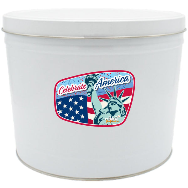 2 Gallon Patriotic Popcorn Tin