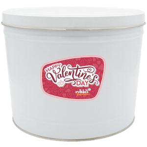 2 Gal Valentine Popcorn Tin White