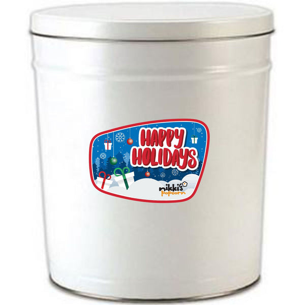 3.5 Gal White Happy Holidays Tin