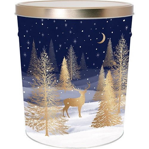 Gilded FOrest Gold & Blue Gourmet Popcorn Tin