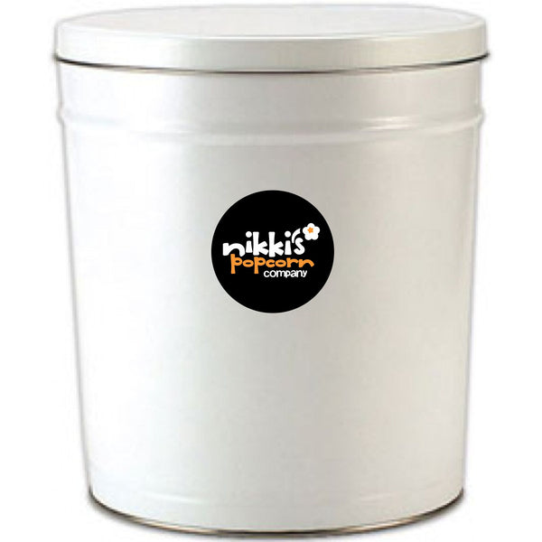 6.5 Gal White Gourmet Popcorn Tin