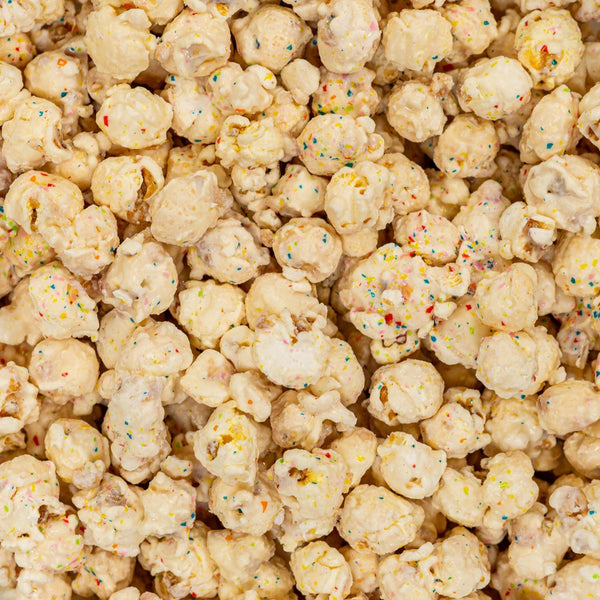 Birthday Cake White Chocolate Popcorn Dallas Nikkis Popcorn Company