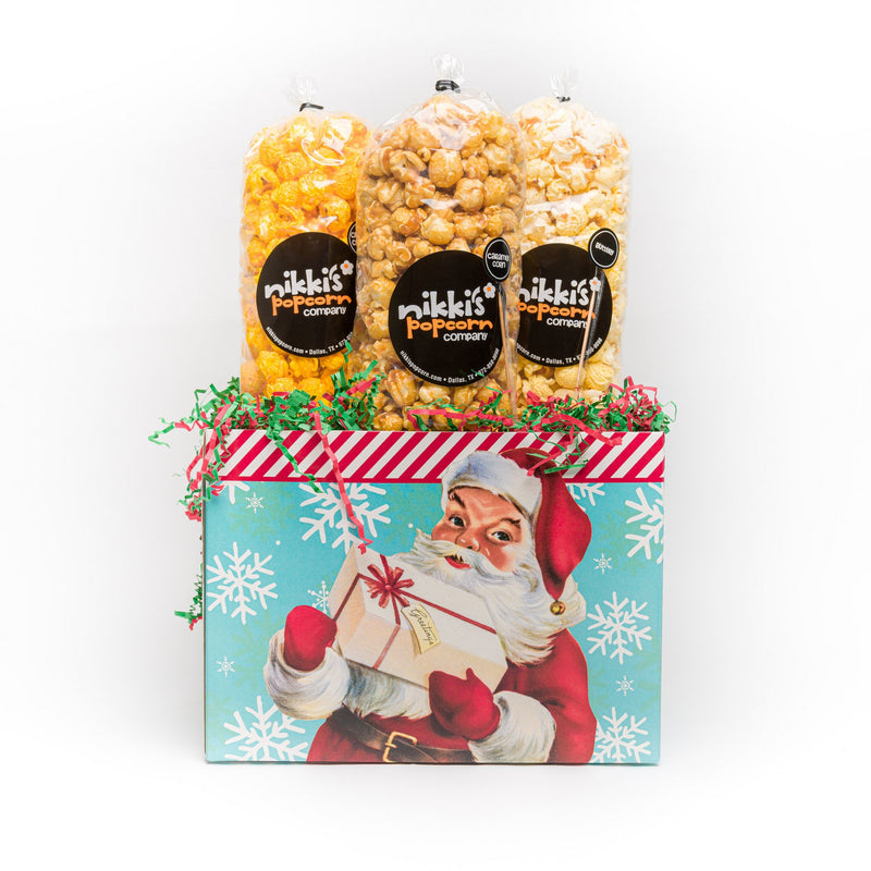 Large Popcorn Gift Box Vitage Santa Christmas