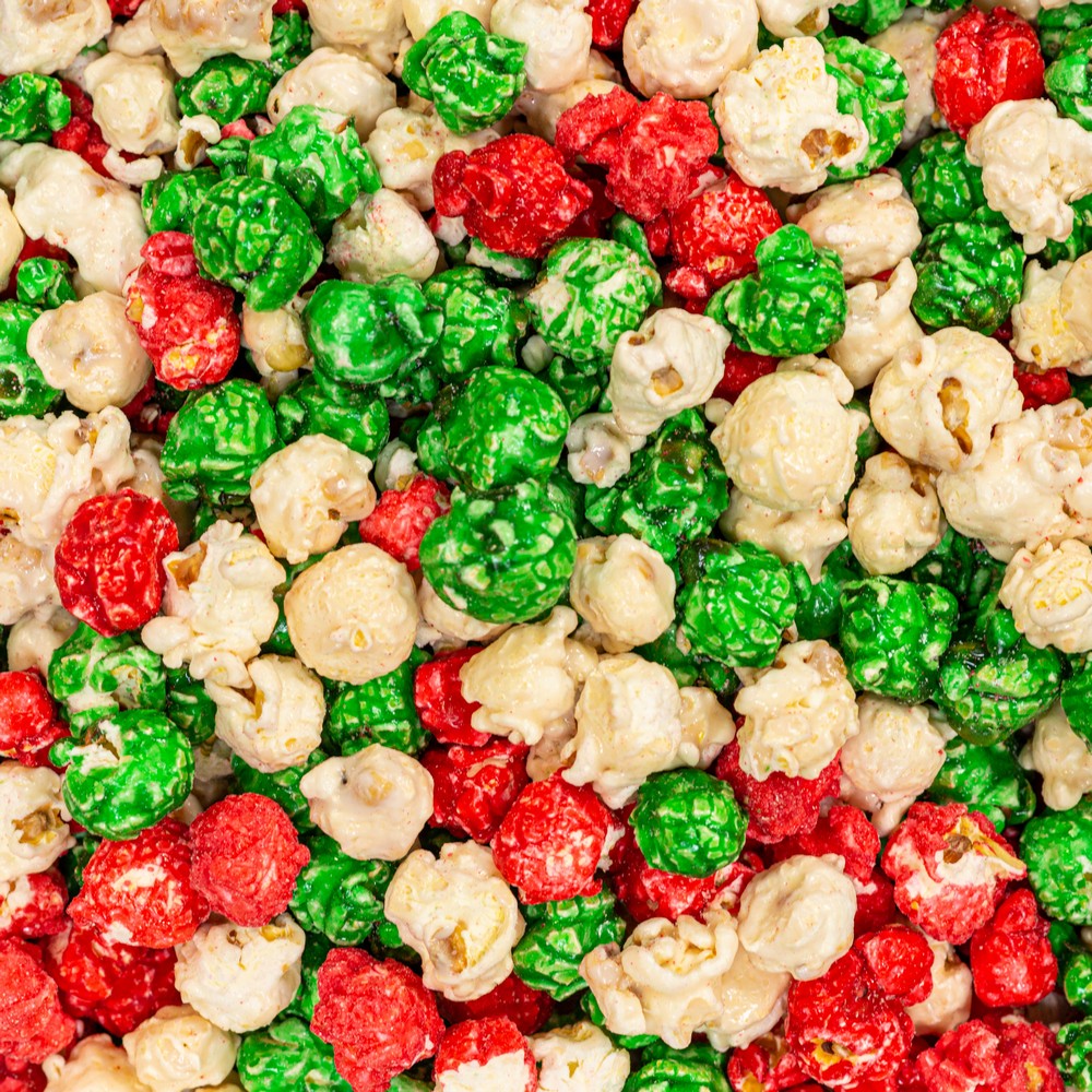 Santas Mix Red White & Green Candied Popcorn Dallas TX